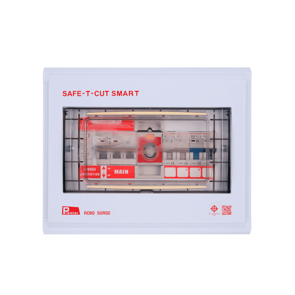 ชุดตู้คอนซูมเมอร์ 4 ช่อง เบรคเกอร์กันดูด 32 แอมป์ เซฟ-ที-คัท สมาร์ท รุ่น PREMIER SURGE